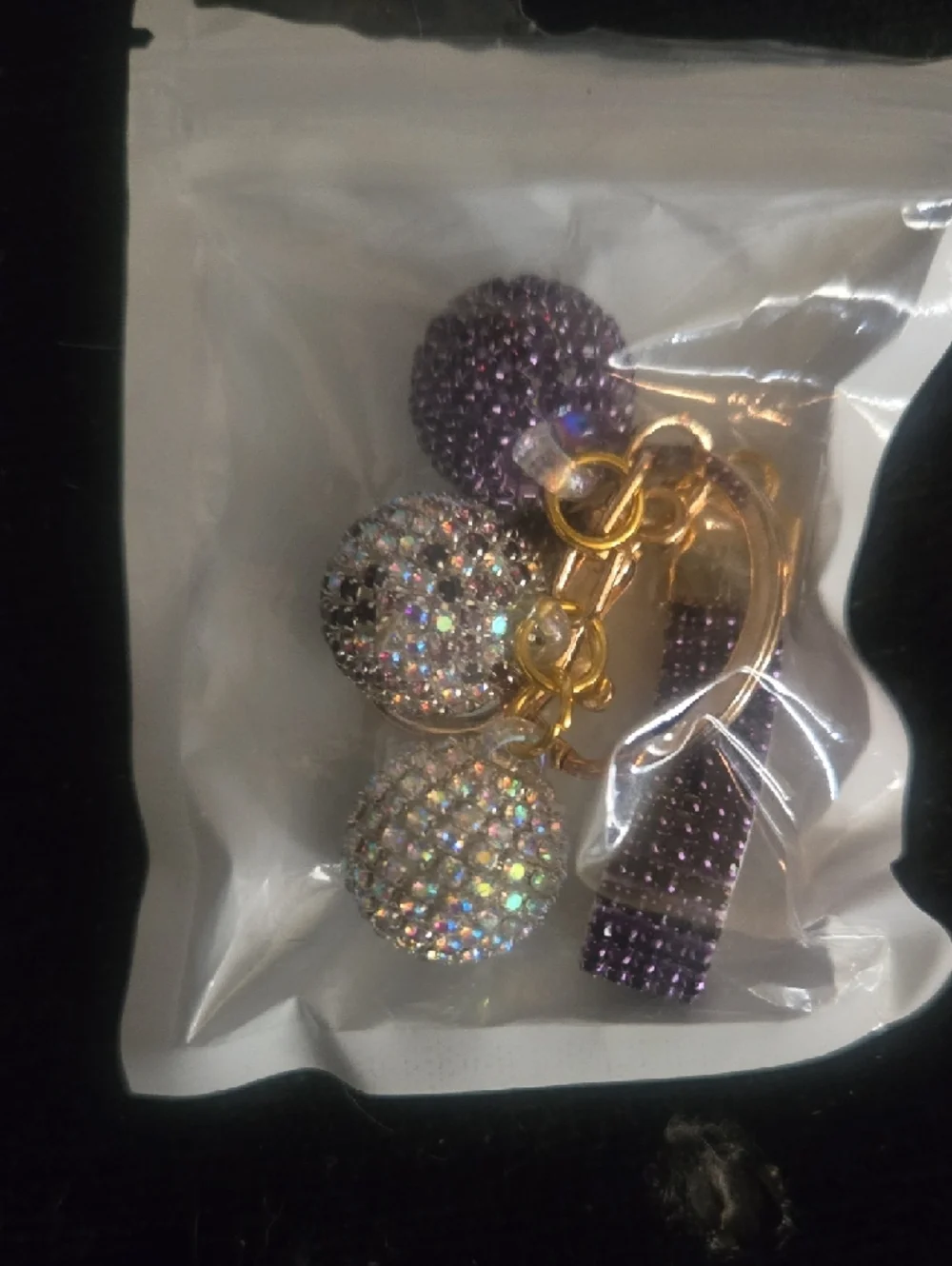 Sparkling Purple Crystal Keychain Charm, Purse Bag Charm